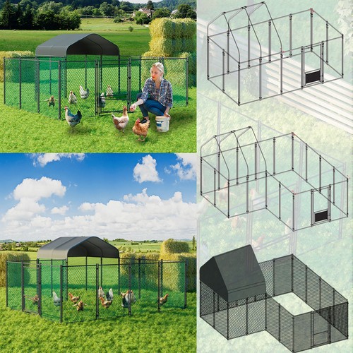Metal chicken coop with run - coop,